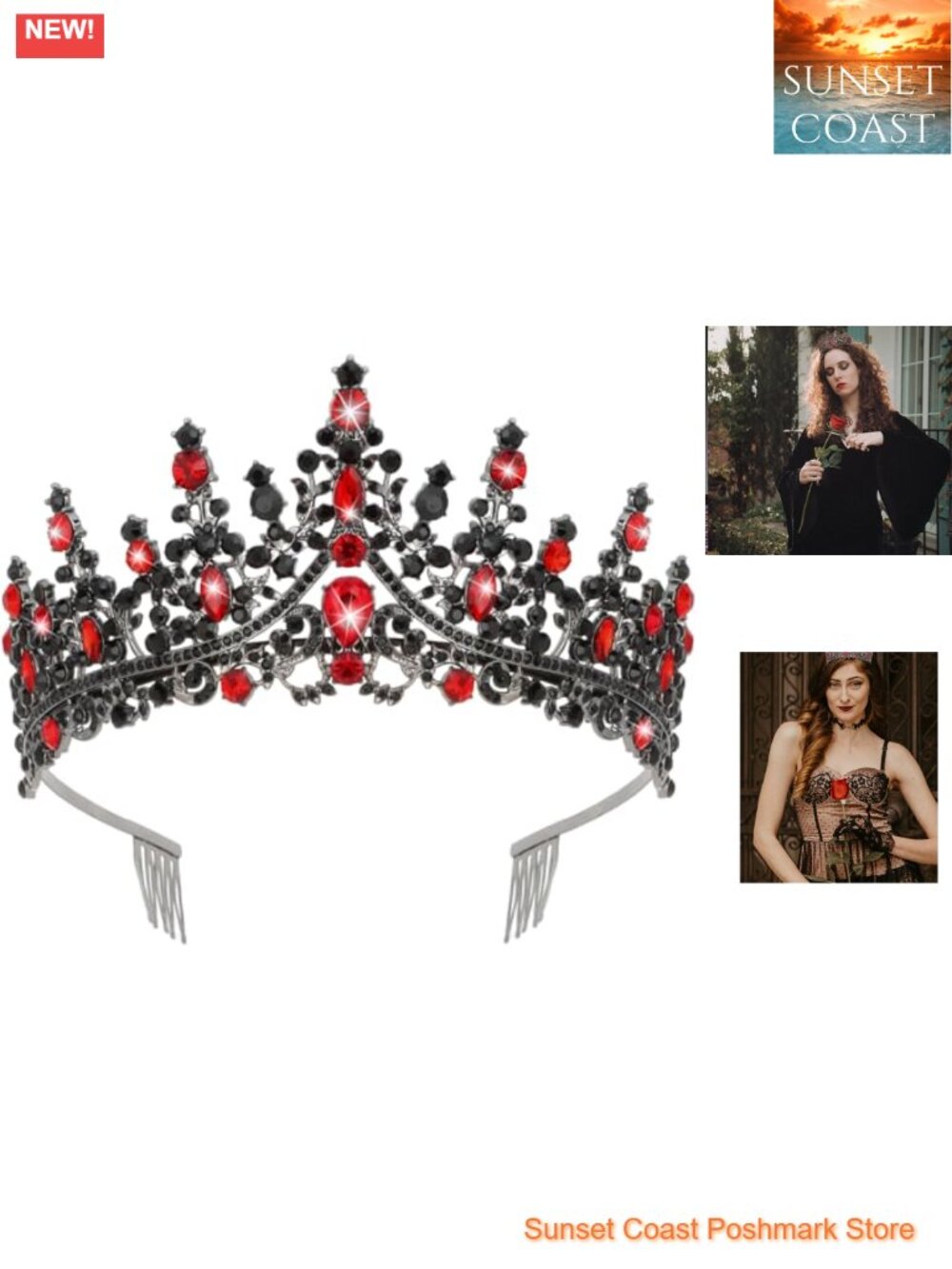 Baroque Vintage Tiara Crown with Crystals for Halloween Costume Wedding